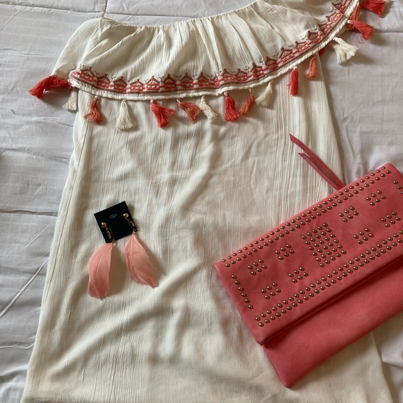 White one shoulder linen dress NWT - Picture 2 of 3